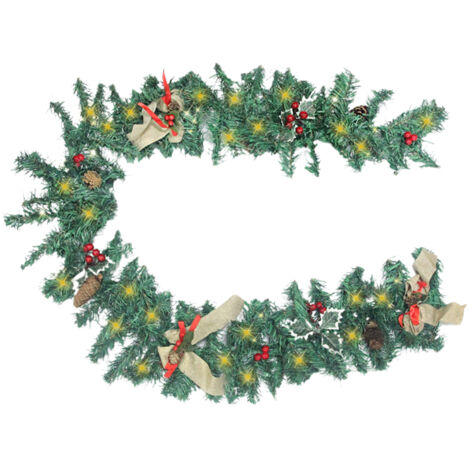 Christmas Garland with LED Lighting 1.8m Christmas Rattan Garland Illuminated Christmas Decoration for Home Holiday Party (1/5)