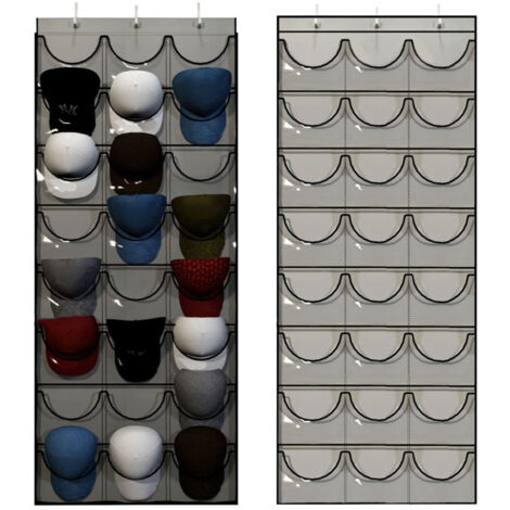 24 Pockets Hat Rack for Baseball Hat Organizer Hanging Hat Storage Holder for Closet Wall