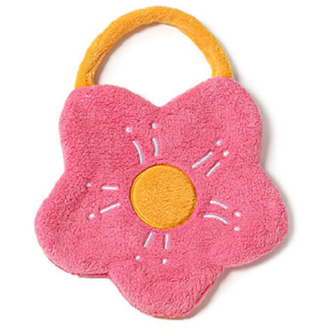 Towel Double Layer Coral Fleece Flower Shape Strong Absorption Ability Soft Hanging Hand Towel Rose Red (1/5)