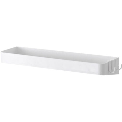 Wall Mounted Bathroom Shelf Multipurpose Modern Minimalism Style Punch Free Floating Shelf for Bathroom White Rectangle