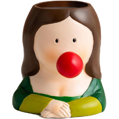 Cute Desktop Pen Holder Resin Cartoon Beautiful Desktop Stationery Organizers for Pencil Pen Mona Lisa (1/5)