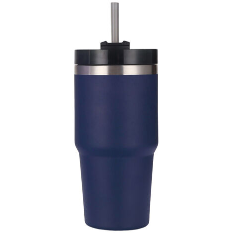 Stainless Steel Vacuum Insulated Tumbler with Straw Polished Glossy Keeps Hot Cold Car Vacuum Insulated Cup Purplish Blue 20oz (1/5)