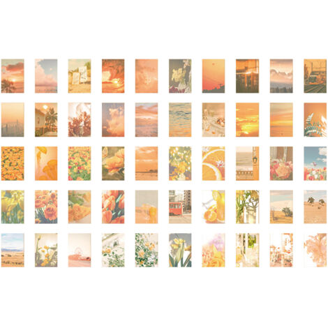 50 Sheet Scrapbooks Stickers Aesthetic Stickers Natural Scenery Stickers for Planner Journal Scrapbook Decoration Yellow (1/5)