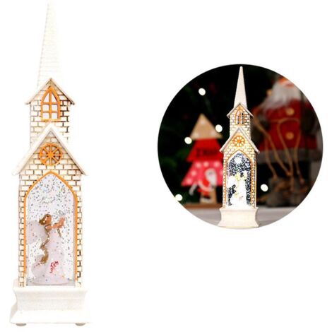 Christmas Church Wind Lantern Light Decorative Christmas Lamp Ornament for Tabletop Cabinet (1/5)