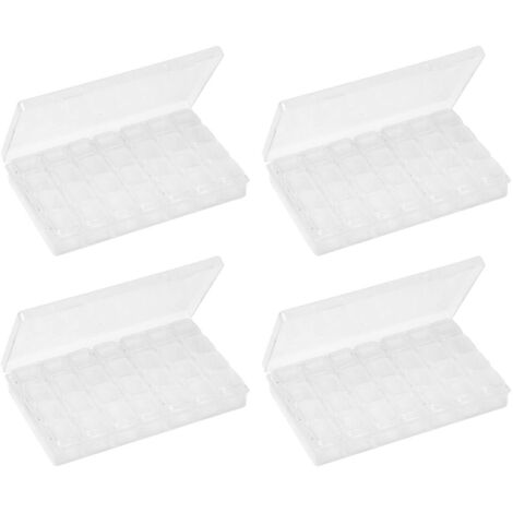 4Pcs Plastic Organizer Box 28 Grids Separate Design Transparent Jewelry Container Box for Jewelry Rhinestone Rings (1/5)