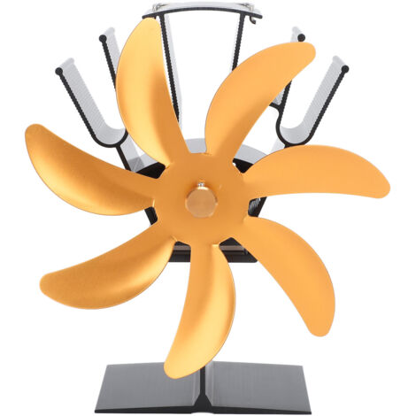 7 Blade Heat Powered Stove Fan Aluminum Alloy Thermoelectric Fireplace Fans for Wood Log Burners Fireplace Gold (1/5)