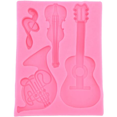 Guitar Shape Silicone Mold Chocolate Fondant Cake Decoration Mold for Home Bakery Kitchen (1/5)