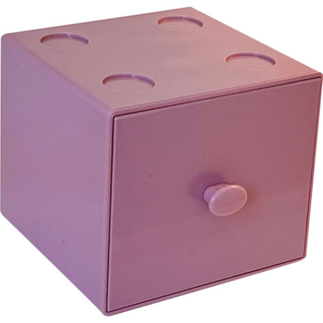 Desktop Storage Box Plastic Stackable Square Desk Organizer with Drawer for Home Paper Clips Office Supply Accessory Purple (1/5)