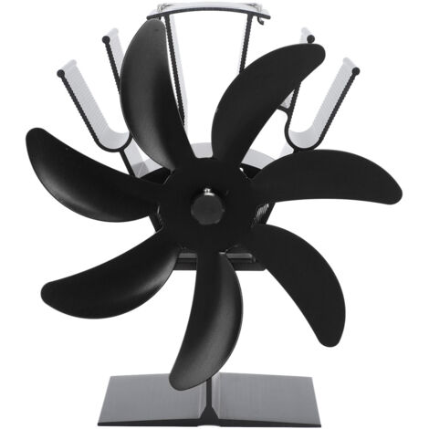 7 Blade Heat Powered Stove Fan Aluminum Alloy Thermoelectric Fireplace Fans for Wood Log Burners Fireplace Black (1/5)