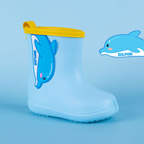 Rain Boot Cute Cartoon Pattern Middle Tube Comfortable Rainshoes for Children Kids Light Blue 150mm (1/5)