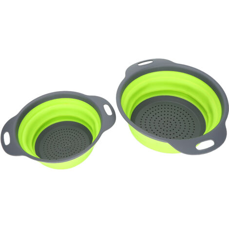 2PCS Round Retractable Folding Drain Basket Fruit Basket Multifunctional Kitchen Plastic Basin (1/5)