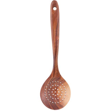 Slotted Spoon Wooden Long Handle Skimmer Scoop Kitchenware Cooking Kitchen Utensil (1/5)