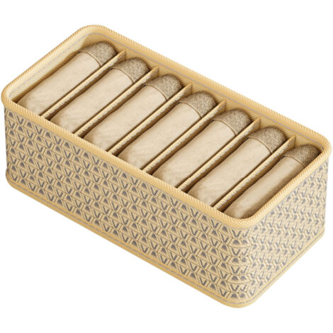 Closet Drawer Organizer Dividers Fabric Dresser Closet Organizers Storage Bins Space Saving Mess Free Beige Small 7 Grid 32x16x11cm (1/5)