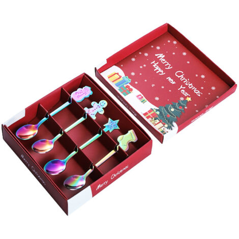 Coffee Spoon Set Stainless Steel Dessert Cake Spoon for Christmas Gifts Family Friends Color (1/5)