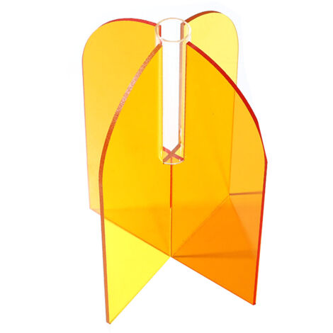 Acrylic Geometric Flower Vase Fine Detail Easy To Clean Acrylic Geometric Minimalist Vase for Living Room Table Door Slice Orange Yellow 20x15x2cm (1/5)