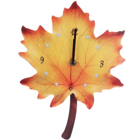 Maple Leaf Shape Wall Clock Living Room Dining Room Decoration Mute Wall Clock Natural Elements Wall Clock (1/5)
