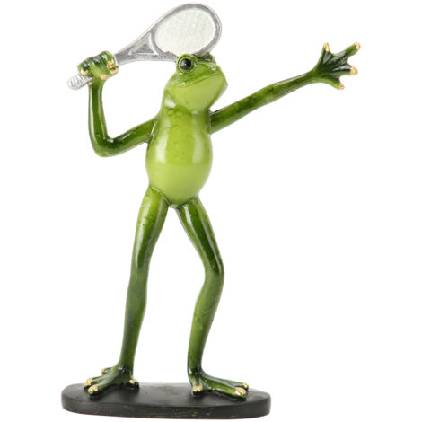 Frog Statue Resin Sports Frog Figurine Decor Sculpture Statue Crafts for Outdoor Garden Patio Lawn Bonsai Porch Play Tennis (1/5)