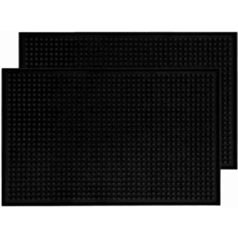 Heat Insulation Drain Pad PVC Black Thick Heat and Cold Resistant Draining Placemat for Kitchen Home 2PCS (1/5)