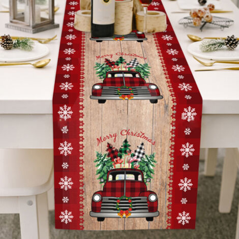 Christmas Gnome Table Runner Dwarf Striped Cotton and Linen Tablecloth Christmas Decoration for Dining Table and Coffee Table (1/5)