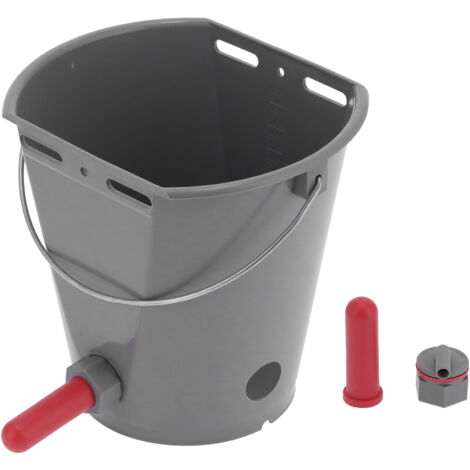 8L Feeder Bucket with 2 Nipple Milk Feeding Barrel Livestock Farm Accessory GrayFor Calf (1/5)