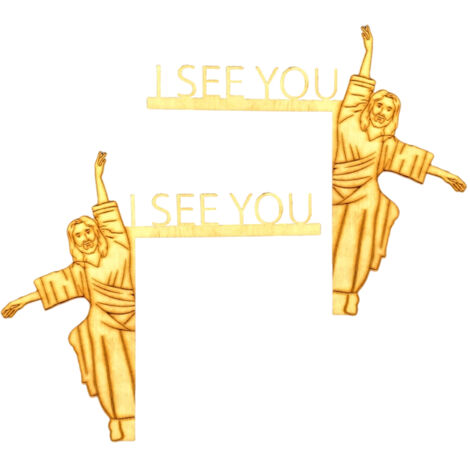 2Pcs Jesus I See You Door Corner Sign Decoration Wooden Door Left and Right Angle Sign Door Corner Decor (1/5)