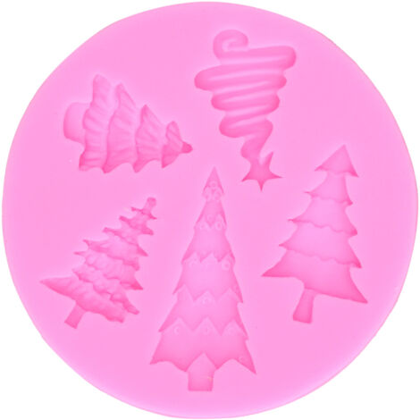 Christmas Tree Mold Silicone Fondant Chocolate DIY Baking Mold for Bakery Home KitchenPink (1/5)