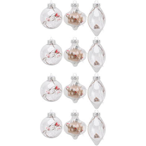 12Pcs Christmas Ball Ornaments Clear Shatterproof Eco Friendly PET Blowing Molding Christmas Balls for Decoration Party 6166 (1/5)
