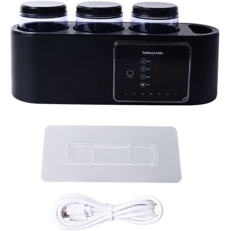 Toothbrush Cleaner Wall Mounted Safe Cleansing Electric Toothbrush Holder Cleaner with 3 Cups (1/5)