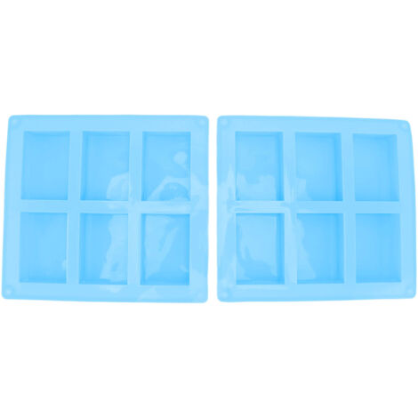 2Pcs Silicone Mold 6 Grids Heat Resistant Flexible Reusable Silicone Mold for Making Soaps Baking Cakes Muffins Blue (1/5)