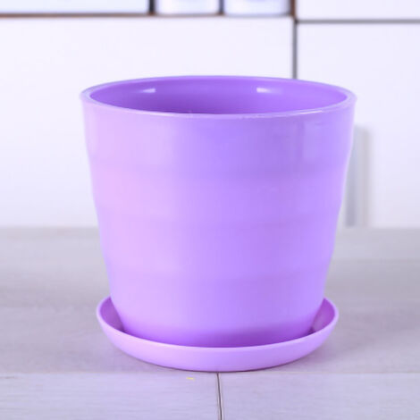 Flower Pot Flexible Round Modern Planter with Removable Tray for Gardening Office Balcony Purple M (1/2)