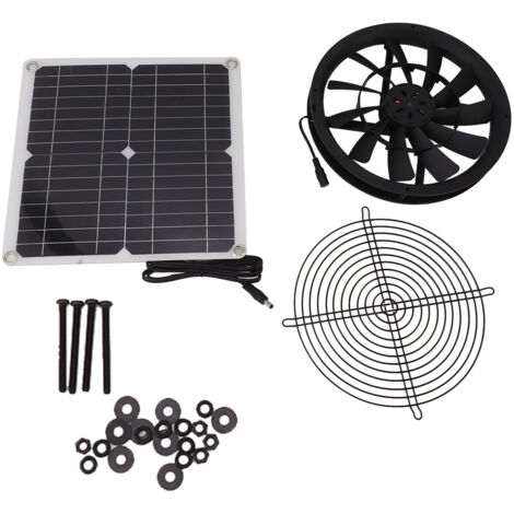 Solar Panel Fan Kit with Metal Protective Net Solar Powered Waterproof Solar Exhaust Fan Kit for Chicken Coops (1/5)