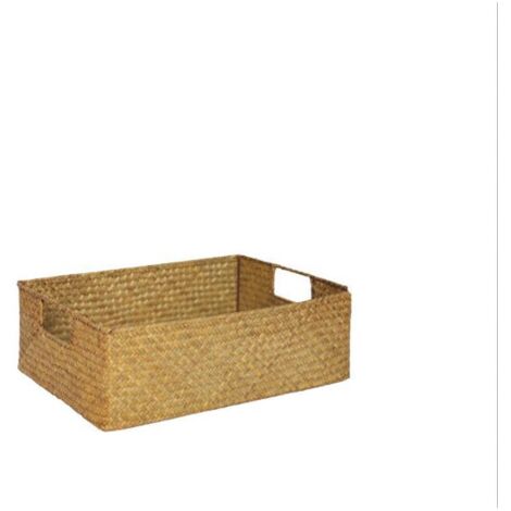 Handmade Seaweed Storage Basket Woven Storage Box with Handle for Home Kitchen Office (1/5)