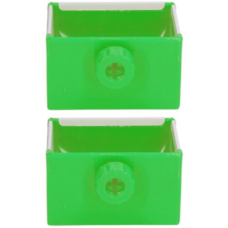 2Pcs Pet Feeding Bowl Easy Find Clean Plastic Material Prevent Biting Pet Feed Trough for Pet Steel Cage Eating UseGreen (1/5)