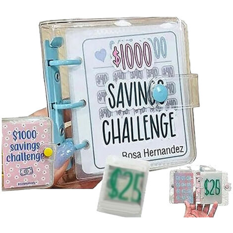 Cash Envelope Binder Reusable Portable Save 1000 Dollars Money Saving Binder for Home School Office (1/5)