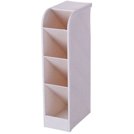 Inclined Pen Holder 4 Grid Multifunction Plastic Desk Stationery Holder Storage Box for Office Beige (1/5)