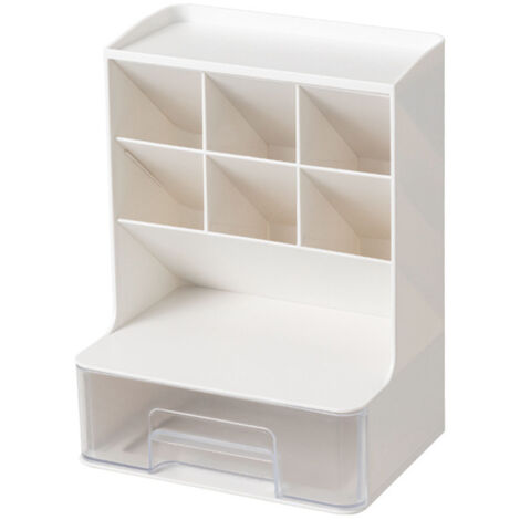Desktop Storage Box Multi Compartments Pencil Sundry Holder with Drawer Plastic Stationery Organizer Transparent Drawer (1/5)