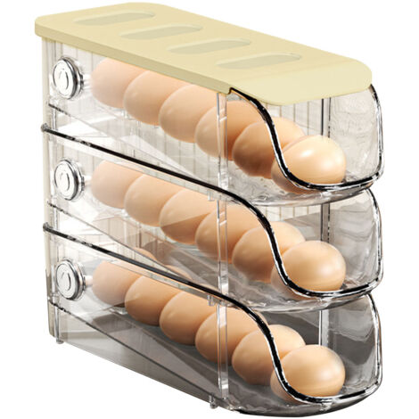 3PCS Egg Container For Refrigerator Plastic Stackable Auto Rolling Egg Holder Storage Box for Household Cream (1/5)