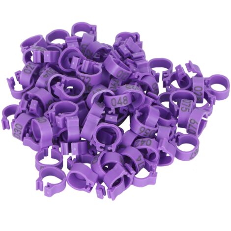 100pcs Birds Foot Rings Number Identification Pigeon Leg Bands Poultry Clip RingPurple (1/5)