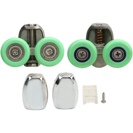 2Pcs Green Roller Wheel Pulley Shower Room Bathroom Upper Bottom Glass Sliding Door Track Roller Pulley (1/5)