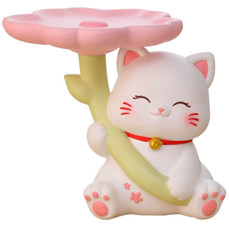 Cat Statue Storage Tray Resin Stable Base Multi Function Cute Cat Sculpture Table Decoration for Entrance (1/5)