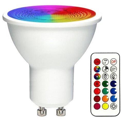 RGBW GU10 LED Color Changing Spot Light 2 Lighting Mode 3W RGB LED Bulb with Remote Control Memory Timer Function for Bar Stage Party (1/5)