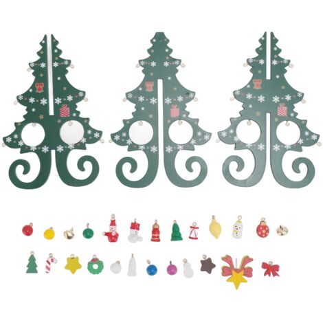 Miniature Christmas Tree Decor Wooden Funny Craft Desktop Christmas Tree with Ornaments for Living Room Party
