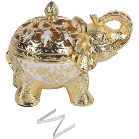 Elephant Shaped Incense Burner Aromatherapy Ornament for Living Room Entryway Bedroom(Gold White Background ) (1/5)
