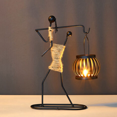 Candle Holder Wrought Iron Unique Shape Hemp Rope Artistic Candelabrum For Bar Decoration Dining Room Table C Type (1/5)
