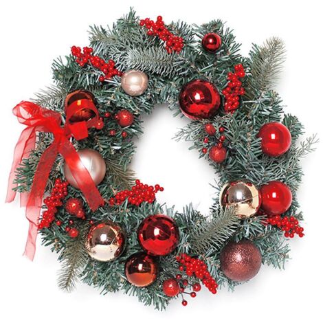Christmas Wreath with Xmas Ball for Front Door Merry Christmas Garland Wreath Christmas Tree Ornament (1/5)