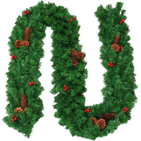 2.7M LED Christmas Garland Decorations with Lights Christmas Rattan Door Hanger for Fireplace Windows and Garden (1/5)