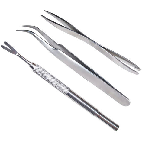 3Pcs Pet Flea Treatment Tick Removal Tools Set Stainless Steel Fork Tweezers Clip Set for Dog Cat (1/5)
