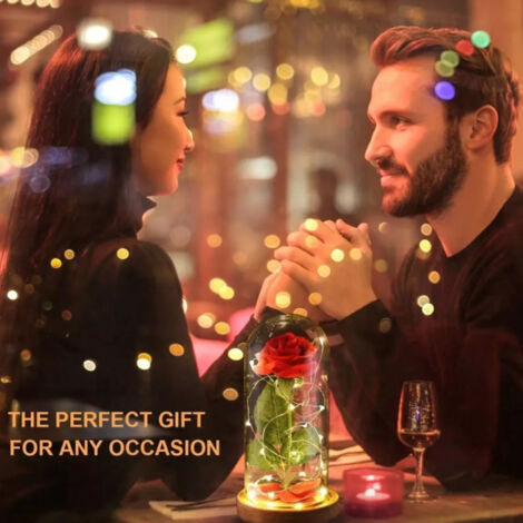 Rose Glass Bottle Lamp Beautiful Vivid LED Rose Dried Flower Bottle Lamp for Birthday Valentine's Day Gifts (1/5)