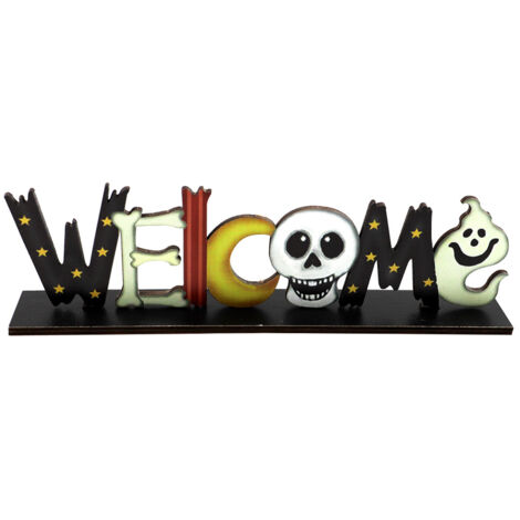 Halloween Wooden Ornaments Halloween Pumpkin Skeleton Spider Bat Desk Decoration Party Scene Decoration Tabletop Table Setting (1/5)