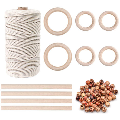 Crafts DIY Plant Hangers 109 Yards 3mm Natural Macrame Cord with 60 pcs Wood Beads 6pcs Wood Ring and 4pcs Wooden Stick (1/5)